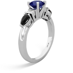 Lab Sapphire 6Mm Round Eternal Embrace Engagement 14K White Gold ring R2005