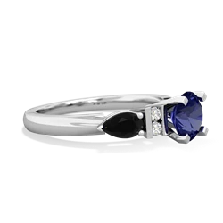 Lab Sapphire 6Mm Round Eternal Embrace Engagement 14K White Gold ring R2005