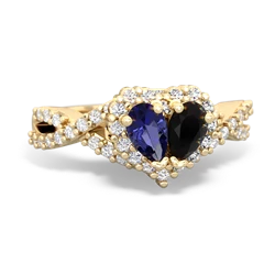 Lab Sapphire Diamond Twist 'One Heart' 14K Yellow Gold ring R2640HRT