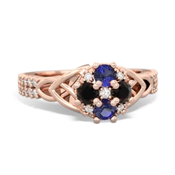 Lab Sapphire Celtic Knot Cluster Engagement 14K Rose Gold ring R26443RD