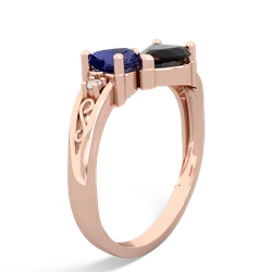 Lab Sapphire Snuggling Hearts 14K Rose Gold ring R2178