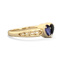 Lab Sapphire Filligree 'One Heart' 14K Yellow Gold ring R5070