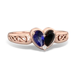 Lab Sapphire Filligree 'One Heart' 14K Rose Gold ring R5070