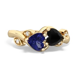 Lab Sapphire Floral Elegance 14K Yellow Gold ring R5790