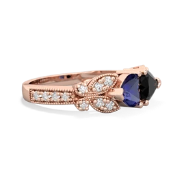 Lab Sapphire Diamond Butterflies 14K Rose Gold ring R5601