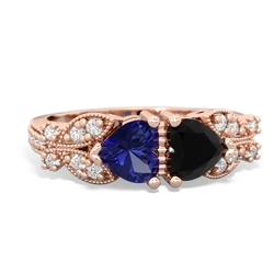 Lab Sapphire Diamond Butterflies 14K Rose Gold ring R5601