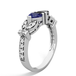 Lab Sapphire Diamond Butterflies 14K White Gold ring R5601