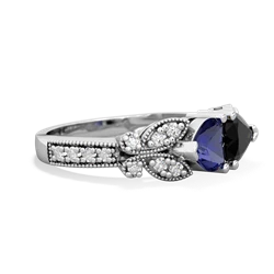 Lab Sapphire Diamond Butterflies 14K White Gold ring R5601