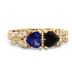 Lab Sapphire Diamond Butterflies 14K Yellow Gold ring R5601