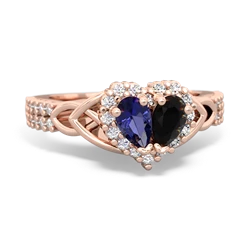 Lab Sapphire Celtic Knot Two Hearts As One 14K Rose Gold ring R2644HRT