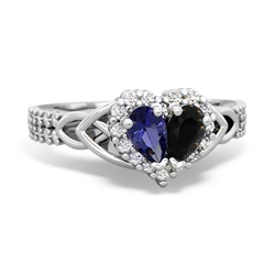 Lab Sapphire Celtic Knot Two Hearts As One 14K White Gold ring R2644HRT