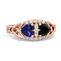 Lab Sapphire Sparkling Celtic Knot 14K Rose Gold ring R2645