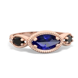 Lab Sapphire Milgrain Marquise 14K Rose Gold ring R5700