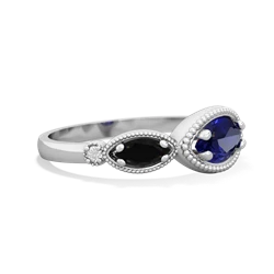 Lab Sapphire Milgrain Marquise 14K White Gold ring R5700