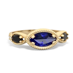 Lab Sapphire Milgrain Marquise 14K Yellow Gold ring R5700