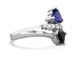 Lab Sapphire Heart To Heart 14K White Gold ring R2064