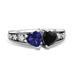 Lab Sapphire Heart To Heart 14K White Gold ring R3342