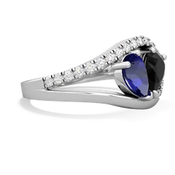 Lab Sapphire Nestled Heart Keepsake 14K White Gold ring R5650