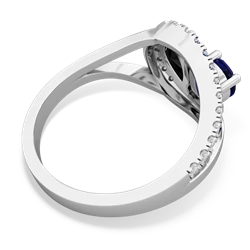 Lab Sapphire Nestled Heart Keepsake 14K White Gold ring R5650