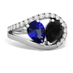 Lab Sapphire Nestled Heart Keepsake 14K White Gold ring R5650