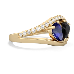 Lab Sapphire Nestled Heart Keepsake 14K Yellow Gold ring R5650