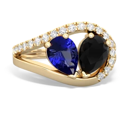 Lab Sapphire Nestled Heart Keepsake 14K Yellow Gold ring R5650