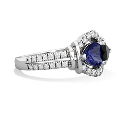 Lab Sapphire Art-Deco Keepsake 14K White Gold ring R5630