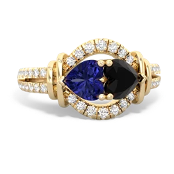 Lab Sapphire Art-Deco Keepsake 14K Yellow Gold ring R5630