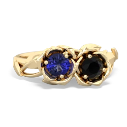 Lab Sapphire Rose Garden 14K Yellow Gold ring R5510