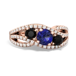 Lab Sapphire Three Stone Aurora 14K Rose Gold ring R3080