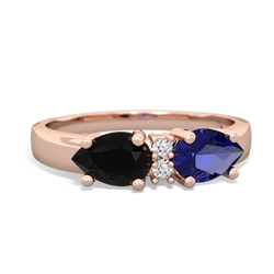 Lab Sapphire Pear Bowtie 14K Rose Gold ring R0865