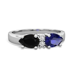 Lab Sapphire Pear Bowtie 14K White Gold ring R0865