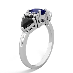 Lab Sapphire Antique Style Three Stone 14K White Gold ring R2186