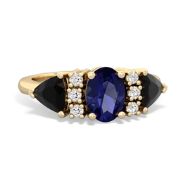 Lab Sapphire Antique Style Three Stone 14K Yellow Gold ring R2186