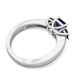 Lab Sapphire Three Stone Trellis 14K White Gold ring R4015