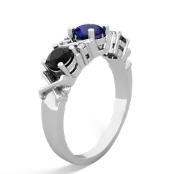 Lab Sapphire Hugs And Kisses 14K White Gold ring R5016