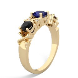 Lab Sapphire Hugs And Kisses 14K Yellow Gold ring R5016