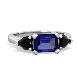 Lab Sapphire Three Stone 14K White Gold ring R5235