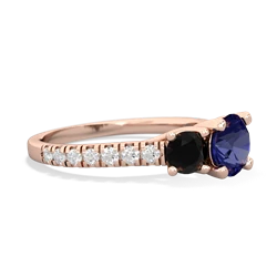 Lab Sapphire Pave Trellis 14K Rose Gold ring R5500