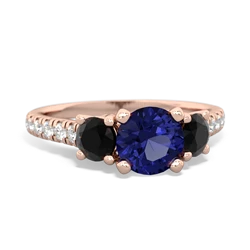 Lab Sapphire Pave Trellis 14K Rose Gold ring R5500