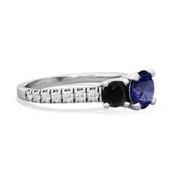 Lab Sapphire Pave Trellis 14K White Gold ring R5500