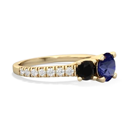 Lab Sapphire Pave Trellis 14K Yellow Gold ring R5500