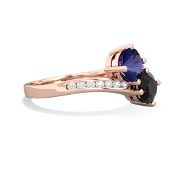 Lab Sapphire Channel Set Two Stone 14K Rose Gold ring R5303