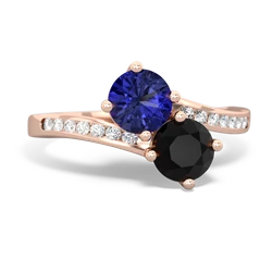 Lab Sapphire Channel Set Two Stone 14K Rose Gold ring R5303