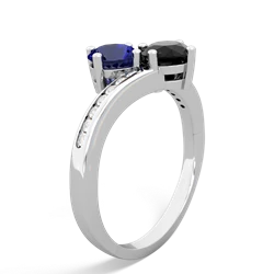 Lab Sapphire Channel Set Two Stone 14K White Gold ring R5303