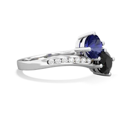 Lab Sapphire Channel Set Two Stone 14K White Gold ring R5303