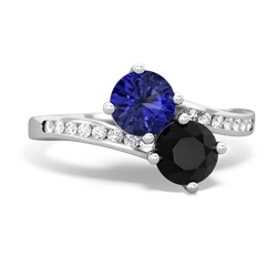 Lab Sapphire Channel Set Two Stone 14K White Gold ring R5303