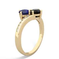 Lab Sapphire Channel Set Two Stone 14K Yellow Gold ring R5303