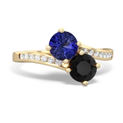 Lab Sapphire Channel Set Two Stone 14K Yellow Gold ring R5303