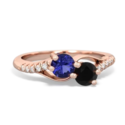 Lab Sapphire Infinity Pave Two Stone 14K Rose Gold ring R5285